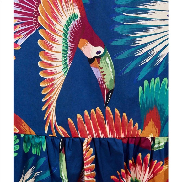 Farm Rio Navy Toucan Puff-Sleeve Midi Dress - Picture 8 of 16